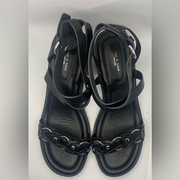 rag & bone Geo Chain Ankle Strap Sandal Women’s size 38.5 (8.5) Black - Picture 9 of 10